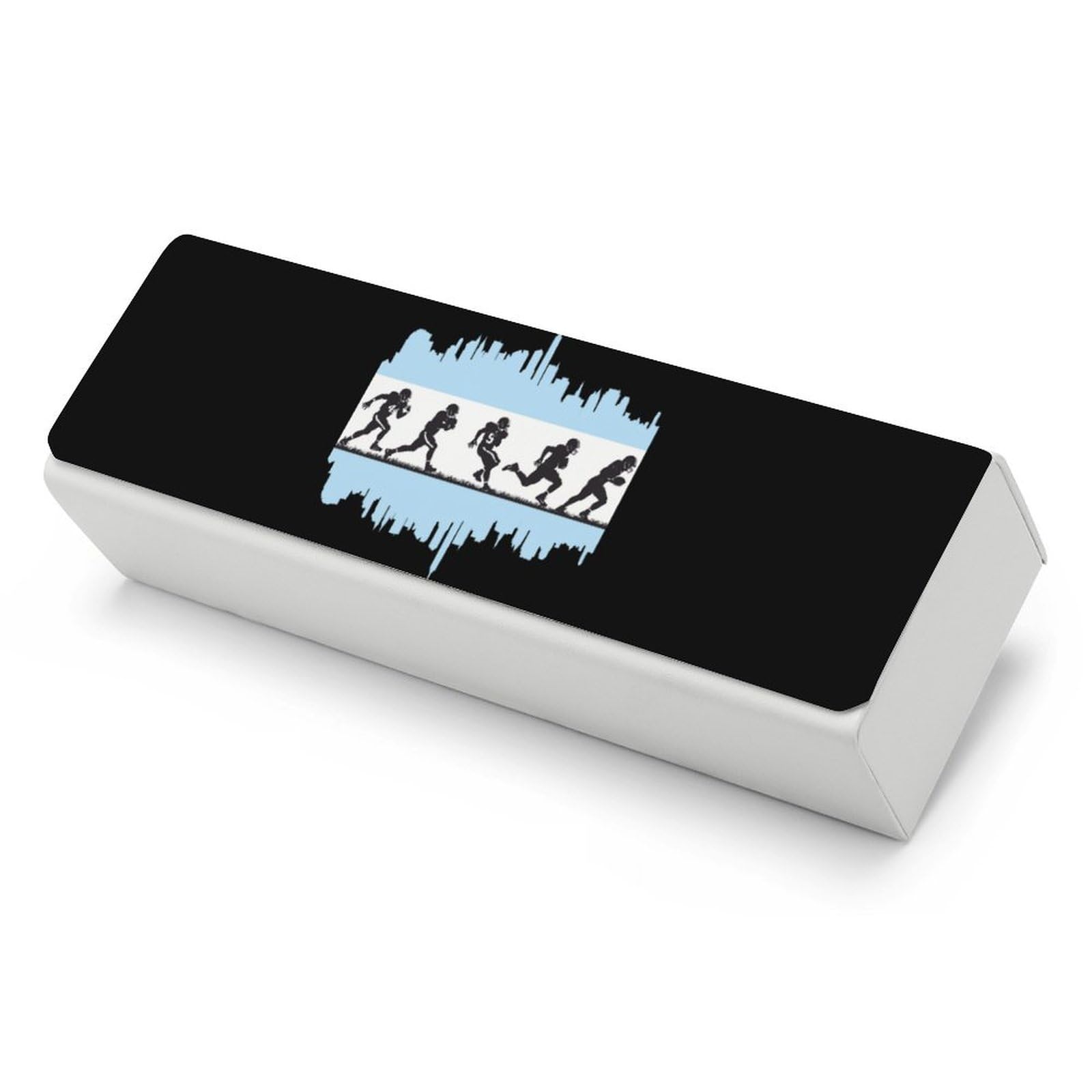Football Players And Chicagocity Flag Leather Glasses Case Fashion Hard Shell Portable Sunglass Organizer Eyeglasses Case for Mens Women