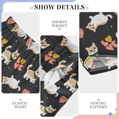 Corgi Love Boys Long Pants Soft Trousers Elastic Waist Kids Lounge Bottoms with Pockets S-XL4