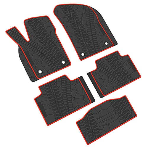 iallauto All Weather Floor Liners replacement for Jeep Grand Cherokee 2017 2018 2019 Heavy Duty Rubber Car Mats Vehicle Carpet Odorless-Black Red