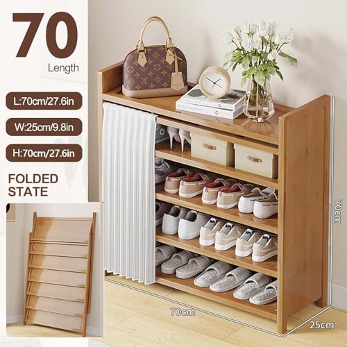 Meuble à chaussures pliable en bambou à 5 niveaux pour optimiser l'entrée