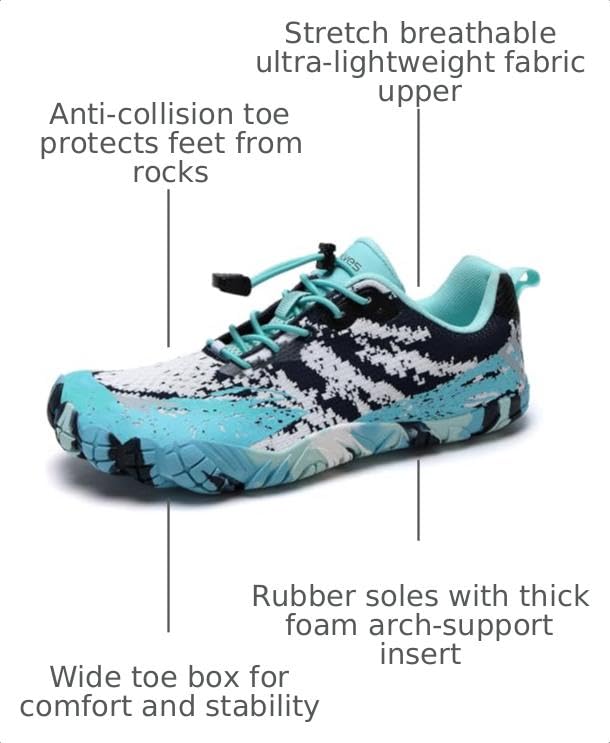 Image of WateLves Barefoot Water Shoes for Women Men Wide Toe Quick-Dry Lightweight Mesh Breathable Aqua Shoes for Beach Swim Yoga Exercise Surf Pool Boat