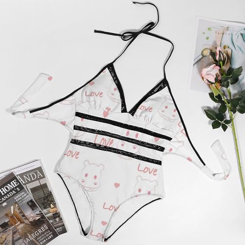 Maillot de bain hippopotame mignon imprimé original dos nu - 3