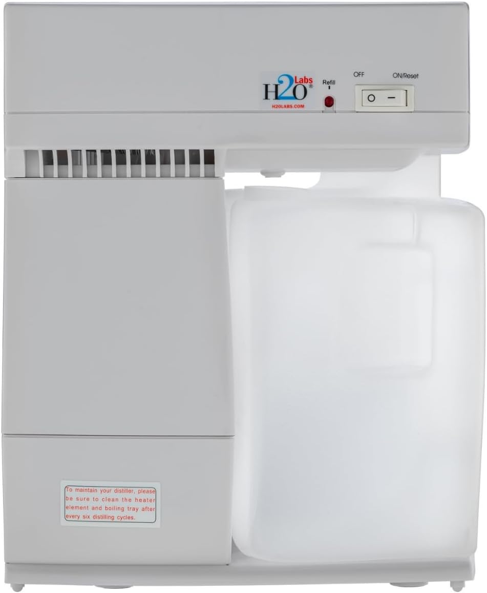H2o Labs Model 200 is The Most Convenient and Lightweight Countertop Water Distiller for Home use with VOC Vent, Easy-Fill 1 Gallon Tap Water Reservoir and Food Safe Collection Container