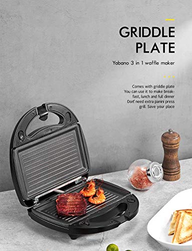 Yabano-Sandwichera-3-en-1-Plancha-para-Gofres-con-3-Plato-Extraible-para-Tostadas-Gofres-y-Carne-Acero-inoxidable-Revestimiento-Antiadherente-luz-Indicadora