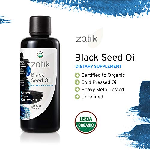 Zatik Organic Black Cumin Seed Oil, 3.38 Fz #TOP1