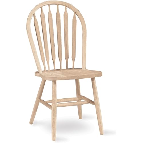 IC International Concepts Solid Wood Windsor ArrowBack Chair, Unfinished