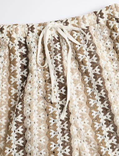 Image of ZAFUL Womens Beach Cover Up Pants Sexy Crochet Drawstring Elastic Boho Swimsuit Cover Up Long Pants Beach Wear