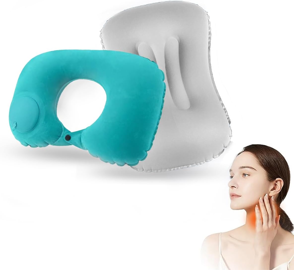 Amacoam Lot de 2 Oreiller Camping Coussin Plage Ultraléger Oreiller Gonflable Camping Coussin Gonflable Plage Oreiller Voyage Gonflable Coussin Plage pour Randonnée Camping, Extérieur, Voyage 43x28cm