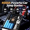 Jump Starter with Air Compressor, 4000A Peak Car Battery Charger, 200 PSI Tire Inflator, Heavy Duty Power Pack for Up to 9.0L Gas, 8.0L Diesel Engines, LED Light, USB Ports, Emergency Road Kit #1