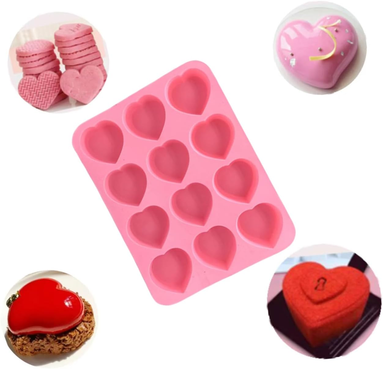 3Pcs Heart Molds Silicone Non Stick Baking Molds for Chocolate Cake Candy Soap DIY Heart Shape Silicone Molds ideal for Home Baking