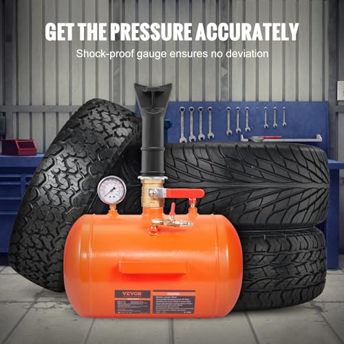 Image of VEVOR Tire Bead Seater, 5 Gal /19L Air Tire Bead Blaster with Pressure Gauge & Handle, 145 PSI Seating Tool Inflator Tank, 85-116 PSI Operating Pressure for Car Truck ATV