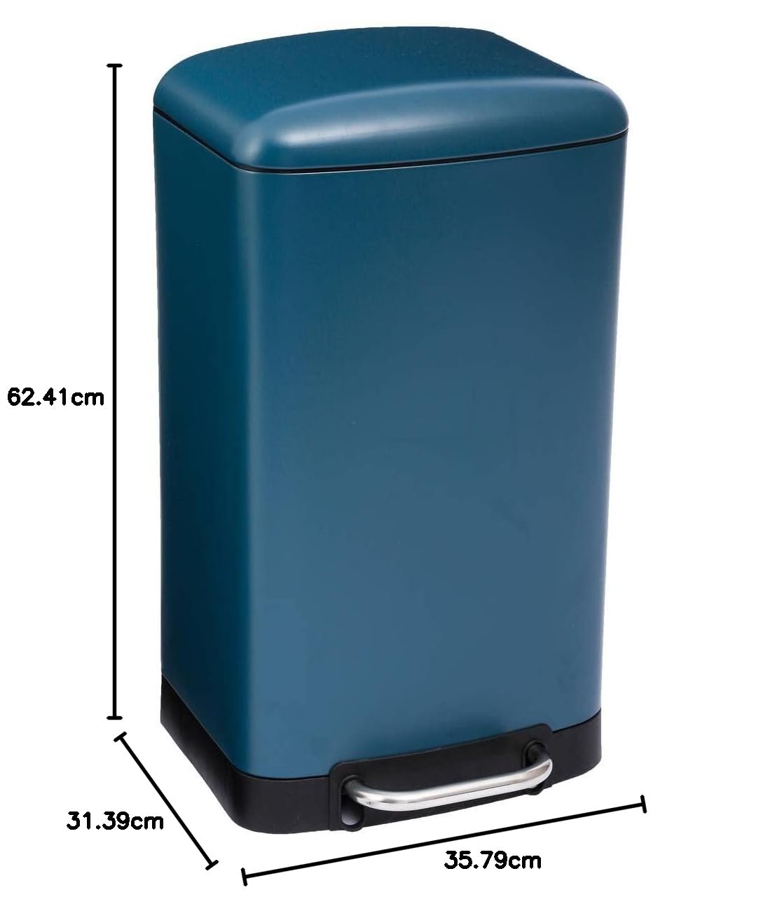 5Five - Cubo de basura metálico para cocina Ariane de 30 l en azul pato - Cubo extraíble y asa trasera - Cierre silencioso