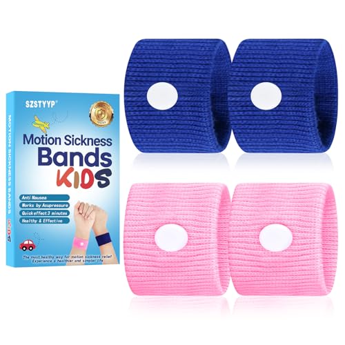 Reisekrankheitsbänder für Kinder gegen Autokrankheit, Anti-Übelkeit Armbänder (rosa und blau)