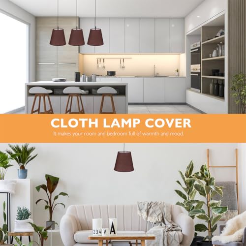 HOMSFOU 2Pcs Cloth Lampshades 5.51In E14 Fit Fabric Lamp Covers for Chandelier Wall and Ceiling Lights Brown Linen Lamp Shade Accessories for Bedroom and Living Room - Image 6