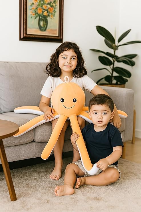 Image of Green Octopus Plush Soft Toy for Kids - 30cm Stuffed Animal | Cute & Cuddly Sea Animal Toy for Boys & Girls | Birthday Gift