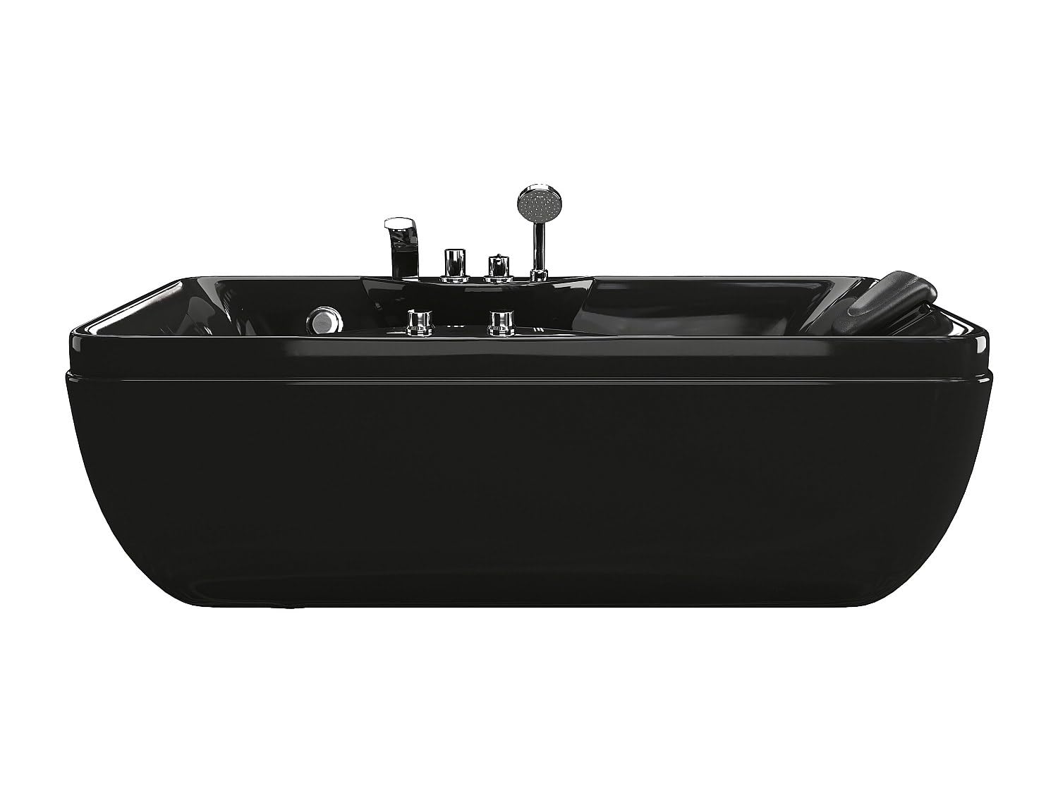 Vente-unique - Baignoire balnéo - 150 x 75 x 54,5 cm - Noire - Angle gauche - 1 place - 140 L - GAVINO