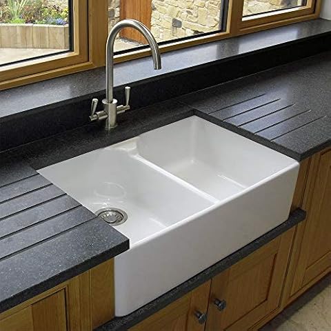 Astini Belfast 800 2.0 Bowl White Ceramic Kitchen Sink & Chrome Waste Cover