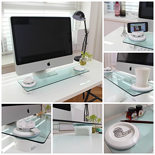 Cyanics i-Bridge Desk Organizer Computer Monitor Stand Tempered Glass with 3 Port USB Hub