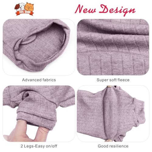 Idepet Sphynx Hairless Cats Sweater Shirt Kitten Soft Puppy Clothes Pullover Cute Cat Pajamas Jumpsuit Cotton Apparel Pet Winter Turtleneck for Cats and Teacup Chihuahua Small Dogs(Purple,XL) - Thumbnail 5
