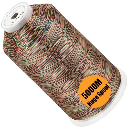 Image of New brothread - Single Huge Spool 5000M Each Polyester Embroidery Machine Thread 40WT for Commercial and Domestic Machines - Variegated Color-V-033