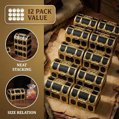 DECHOUS 12 Pack Pirate Treasure Chest Boxes, 3 Inch Plastic Mini Chests by DECHOUS - Used condition - Image 8