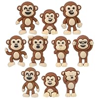 50 Pack Mini Monkey Figurines – Assorted Faces & Poses – 1 Inch Jungle Animal Toys for Kids, Party Favors, Classroom Prizes Rewards, Goody Bag Fillers, Birthday Decorations, Stocking Stuffers