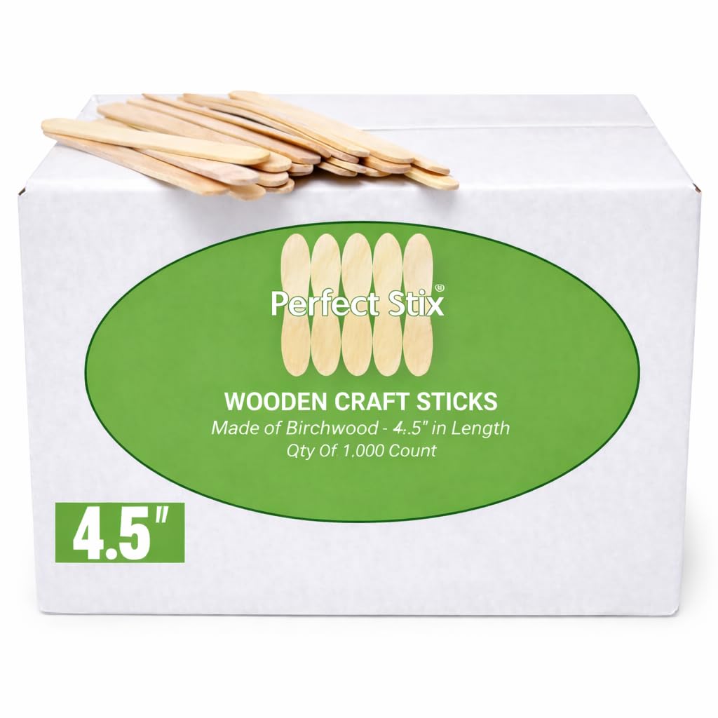 Perfect Stix - PS-114st-1,000 4.5" Craft Sticks/ Ice Cream Sticks/ Natural Wood - Box of 1,000ct