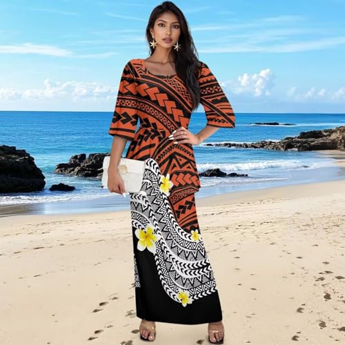 2025 Puletasi Samoan Traditional Elegant Women Dress Polynesian Prom Dress for Luau, Beach Party4