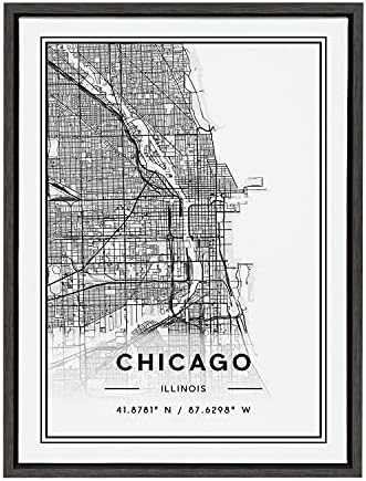 Kate and Laurel Sylvie Chicago Modern Map Framed Canvas Wall Art ...