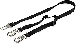 Cinto De Segurança Pet Duplo Universal Cachorro Gato Cães Gatos Carro Coleira Adaptador Ajustável (Preto)