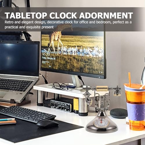 Reloj de mesa retro decorativo estilo teléfono antiguo para sala 5