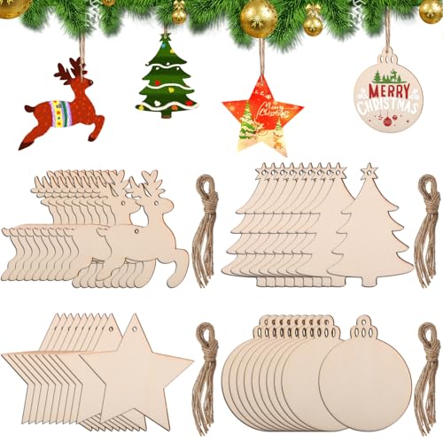 Dncvb Weihnachten Holz 40 Stück Holzanhänger Weihnachten mit...
