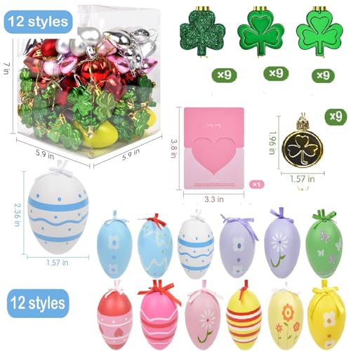 50PCS St. Patrick's Day Ornaments Easter Tree Decorations Easter Tree Ornaments- Easter Egg Ornaments Easter Ornaments for Tree, Easter Tree Ornaments for Tree, St. Patrick's Day Easter Day Decor Set