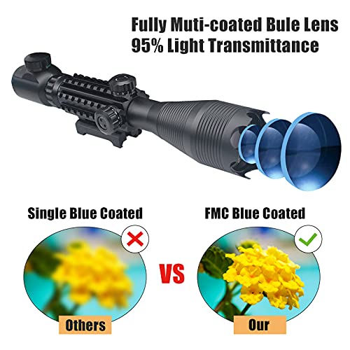 Uuq 4-16X50 Tactical Rifle Scope Red/Green Illuminated Range Finder Reticle W/Laser Sight And Holographic Reflex Dot Sight (Red Laser) #TOP1