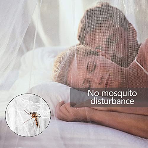 Moustiquaire baldaquin beige pour lit double et simple avec crochet - 3