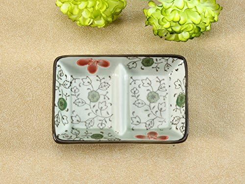 Nishida 120164 No. 4.5 Double Compartment Sauce Dish (Red Cosmos), Home Restaurant, Commercial Tableware