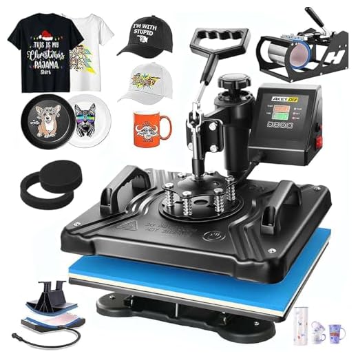 AKEYDIY 5 in 1 Heat Press Machine for t Shirts Professional Swing Away Heat Press Digital Combo 15" x 12" 360-degree Rotation Heat Press Machines Sublimation Heat Transfer for T Shirts Mug Hat Plate