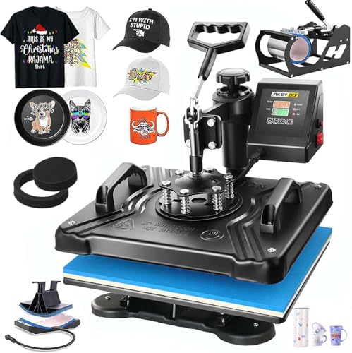 AKEYDIY Professional 5 in 1 Heat Press Machine for t Shirts Digital...