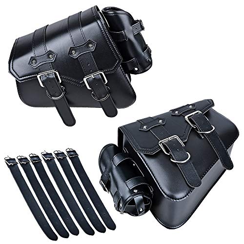 Alforjas laterales Anzio 2X negras, izquierda y derecha, para motocicleta Harley Sportster XL883 y XL1200 miniatura 2