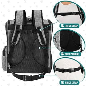   PetAmi-Dog-Backpack-Carrier-for-Small-Large-Cat-Pet-Puppies-Ventilated-Pet-Hiking-Backpack-Travel-Bag-Airline-Approved-Cat-Backpack-Carrier-Safety-Back-Support-Camping-Biking-Max-18-lbs-Grey