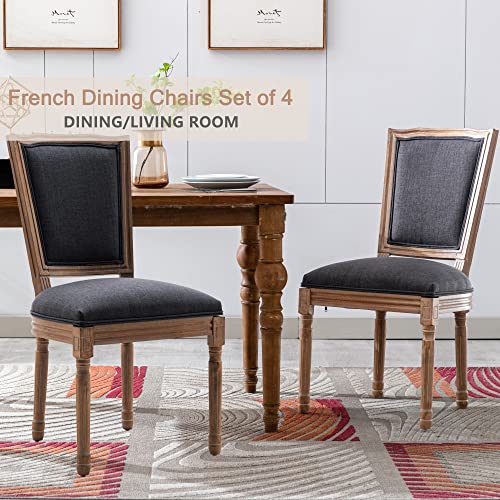 Nrizc-Farmhouse-Dining-Chairs-Set-of-4-French-Dining-Chairs-with-Square-Back-Brown-Wood-Legs-French-Bistro-Chairs-for-Dining-RoomLiving-RoomKitchenRestaurant-Dark-Grey Nrizc Farmhouse Dining Chairs Set of 4 French Dining Chairs with Square Back Brown Wood Legs French Bistro Chairs for Dining RoomLiving RoomKitchenRestaurant Dark Grey