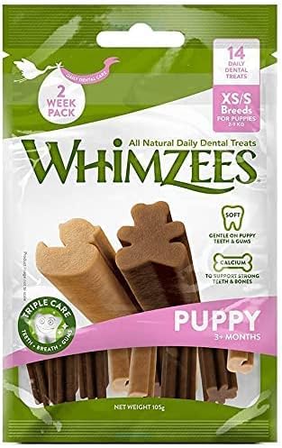 Whimzees Puppy Chew Sticks for Extra Small and Small Dogs Natural Treats for Oral Hygiene Size XS/S, Bag of 14 Pieces