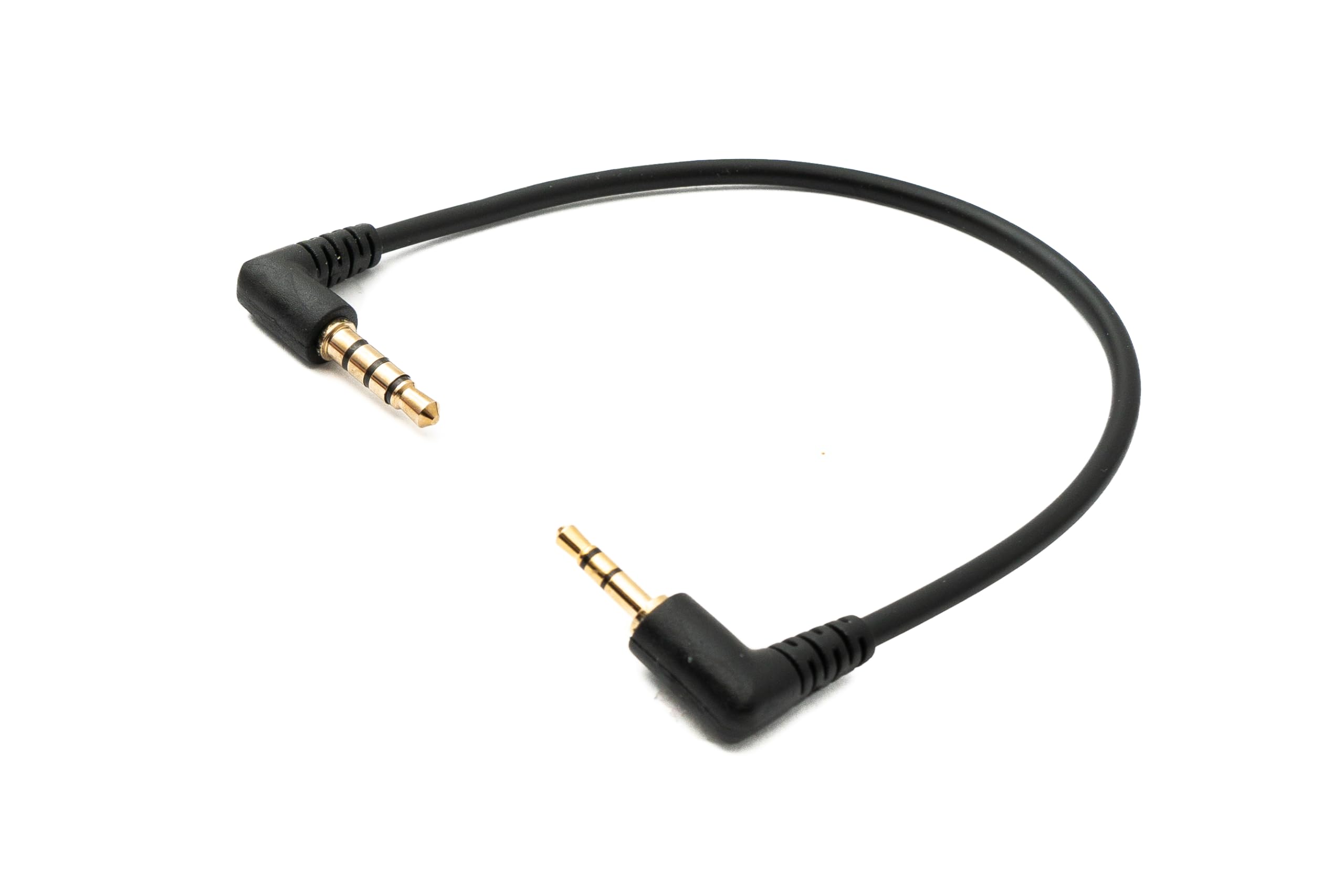 System-S Kabel audio 15 cm 2,5 mm wtyczka jack do 3,5 mm wtyczka kątowa AUX adapter czarny