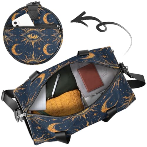 Bohemian Sun Moon Travel Gym Bag Waterproof Sport Dance Bag for Women Men Portable Gymnastics Duffel Bags Canvas Tote Carry on Handbag for Workout Overnight Weekender2