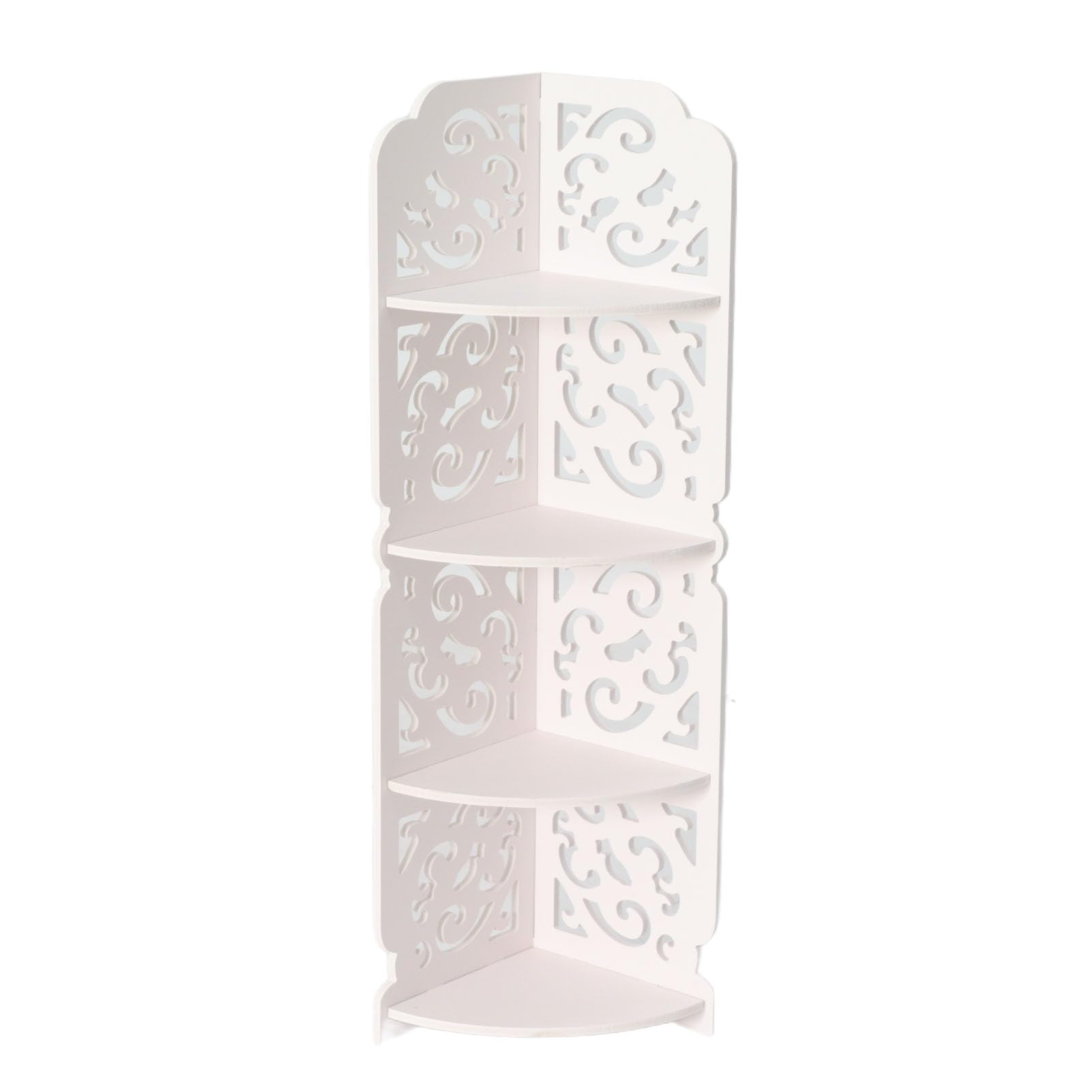 Estante de almacenamiento esquinero blanco con 4 niveles para salón y baño