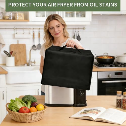Image of Heavy Duty Electric Turkey Fryer Dust Cover for Masterbuilt 3-in-1 10L Fryer Boiler Steamer MB20012420,17.72 inchx15.75 inchx14.57 inch, 600D nylon w /12m Foil Lining, Heat-Resistant Waterproof Oil-Proof
