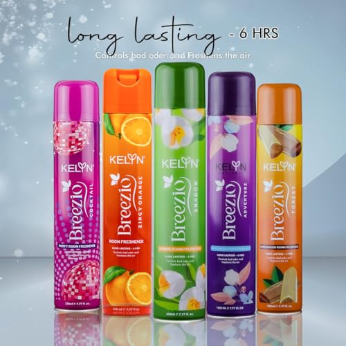 Image of KELYN Room Freshener Spray For Home | Long Lasting Air Fresheners | Floral Fragnance Room Spray for Home, Office, Cars & Toilet Freshner | Car Perfume (Pack of 5, 230ml each)
