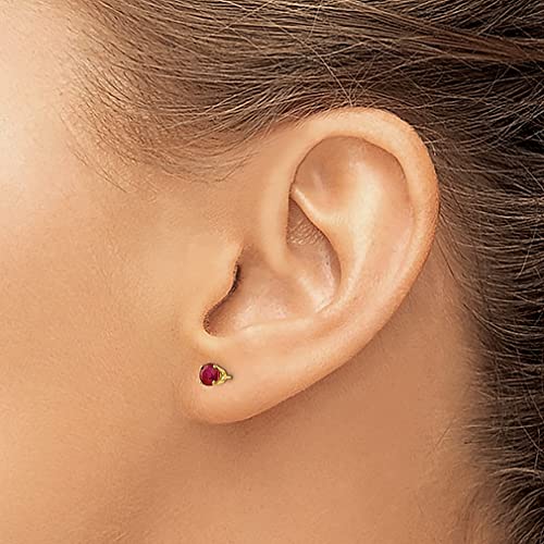 14K Yellow Gold 4Mm July Ruby Earrings Birthstone Stud Gemstone Fine Jewelry For Women Gifts For Her #TOP2