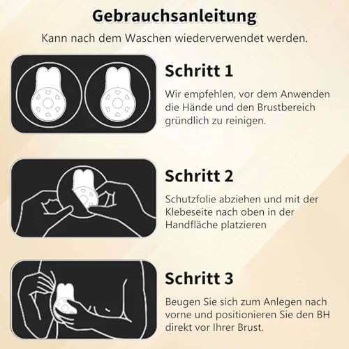 Unsichtbarer Klebe BH Push-Up, Rückenfrei & Trägerlos, Nacktfarbe Größe M B-Cup, Hautfreundlich Wiederverwendbarer Sticky Bra für Damen, Ideal Passend Zu Hochzeitskleid, Abendkleid Und Festlicher