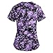 Animal Print Tops for Women Scrubs for Women V Neck Cartoon Pattern Short Sleeve Nursing Tops with Pockets Purple XL